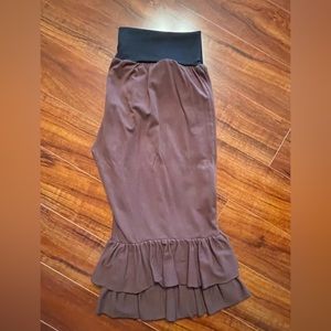 BROWN womens 2 layer ruffle pants